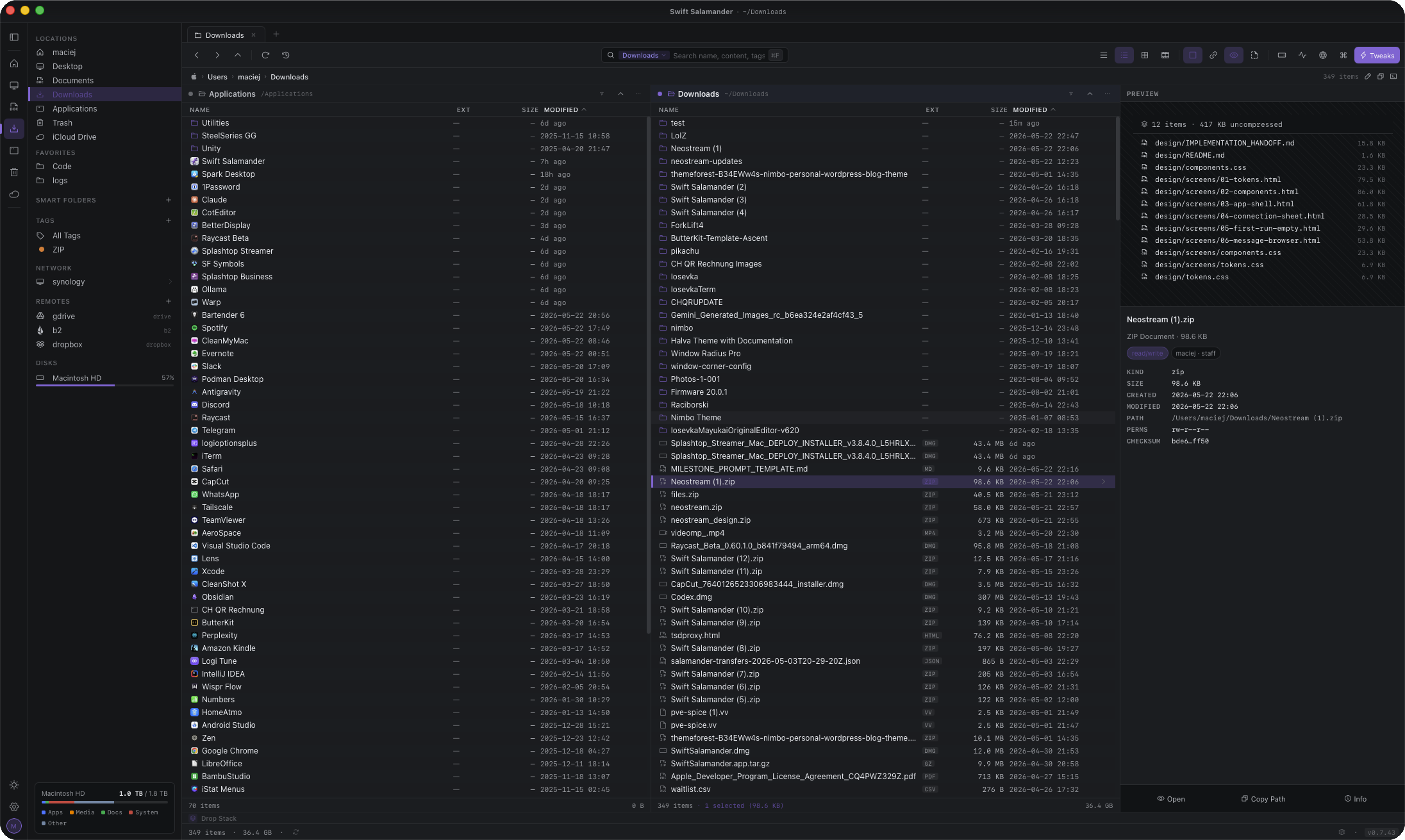 Salamander dark theme