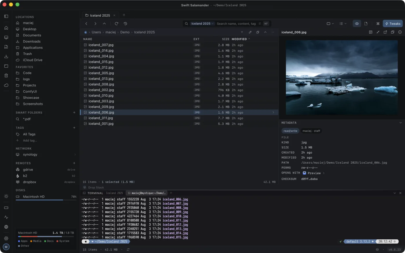 The app in the Tomorrow theme, dark