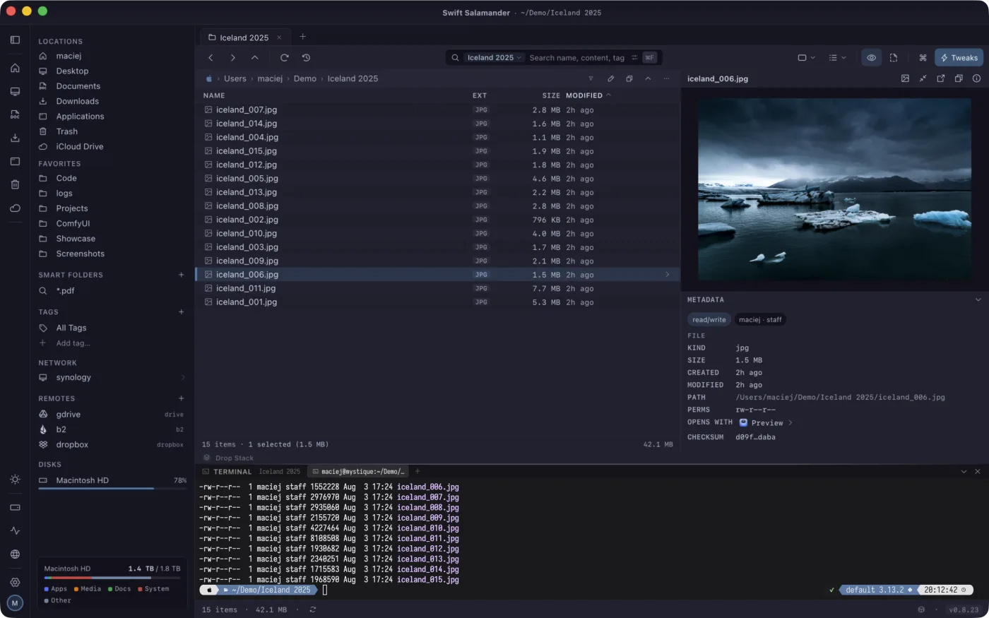 The app in the Catppuccin theme, dark