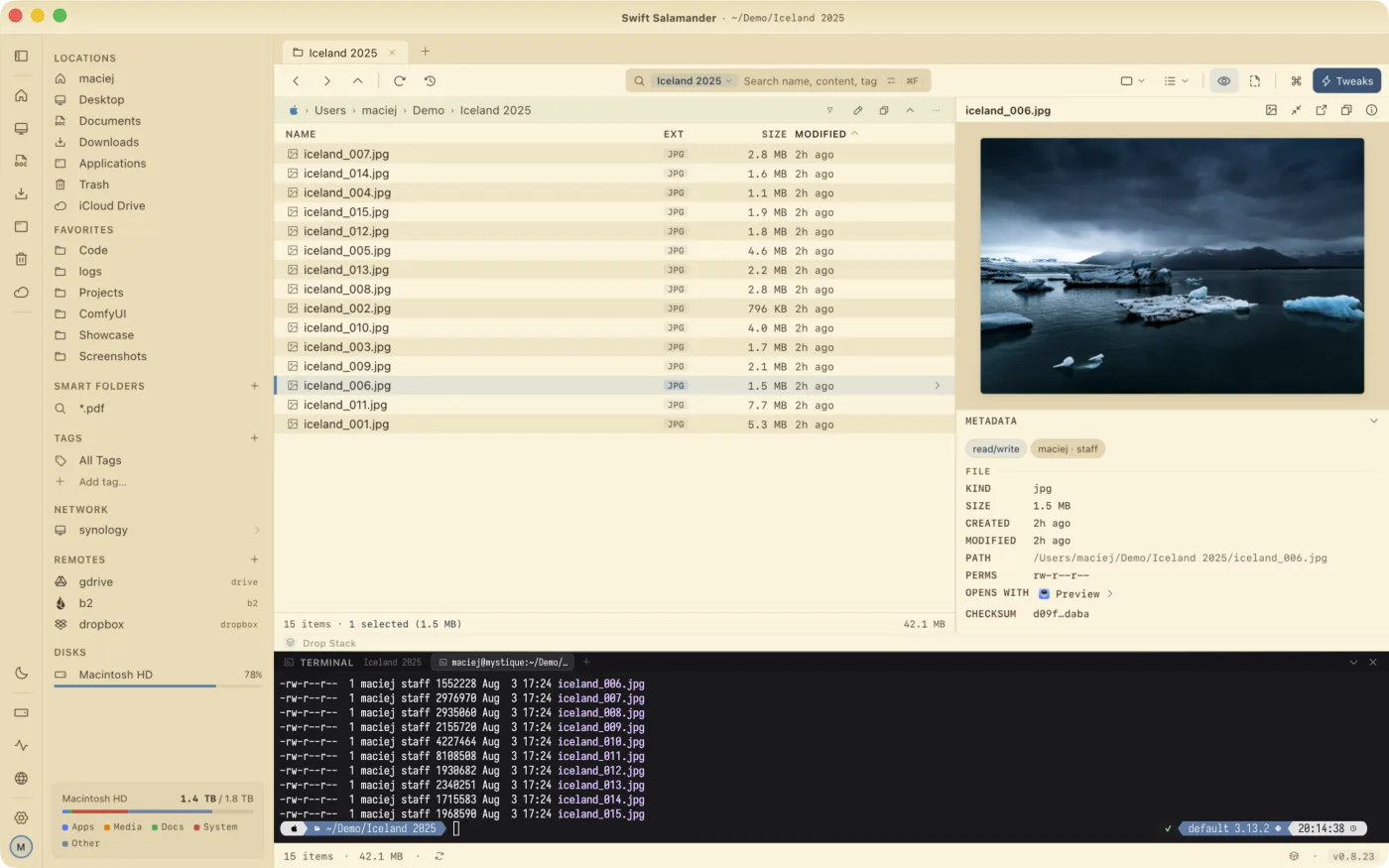 The app in the Gruvbox theme, light